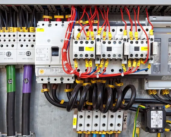 Electrical wires in a panel