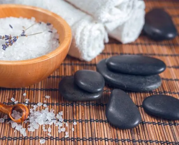 Spa stones relaxation therapy setup