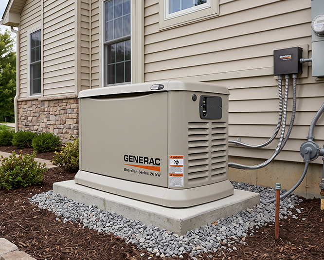 Home backup generator exterior installation